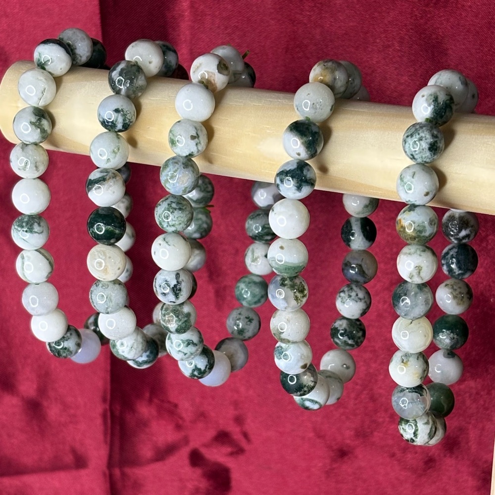 8mm Tree Agate Beaded Bracelet